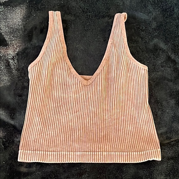 Aura Brown Ribbed Fitted Tank Top - Picture 1 of 3